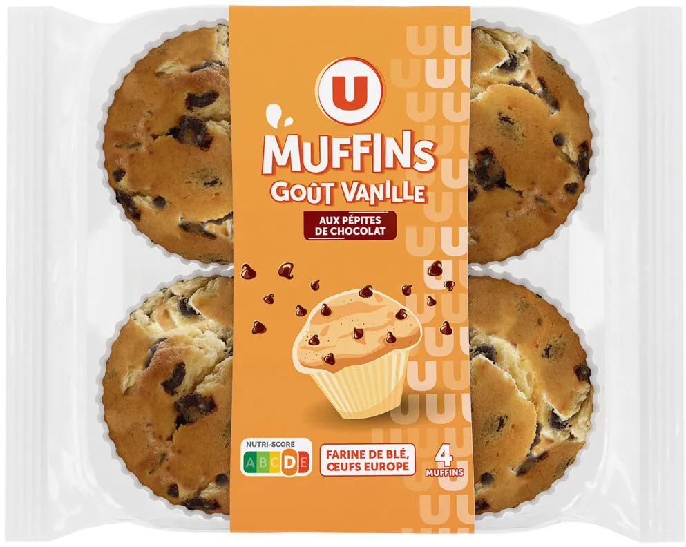 Muffins au goût vanille et aux pépites chocolat, x4 300g
