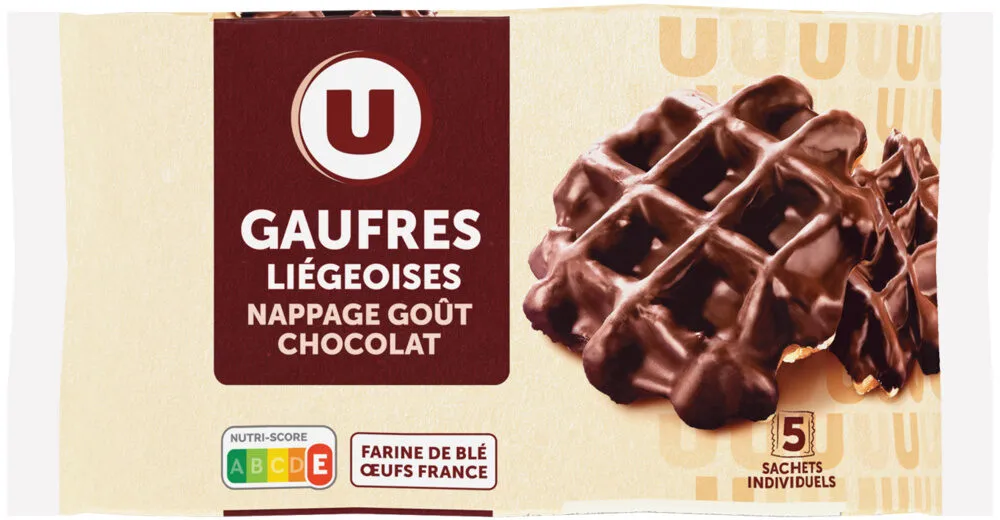 Gaufres liégeoises nappage goût chocolat 320g
