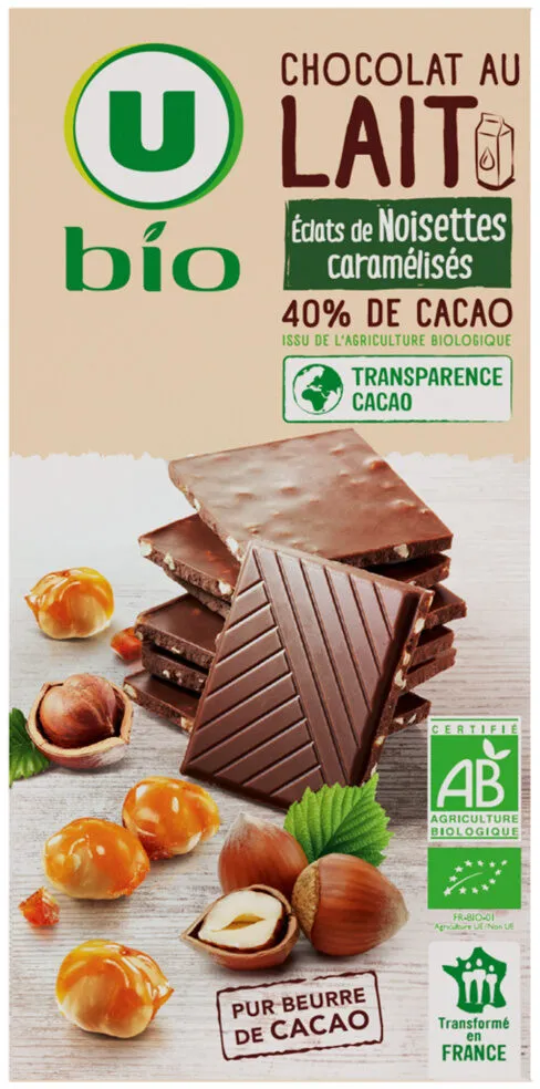 Tablette de chocolat au lait et noisettes caramélisées 100g
