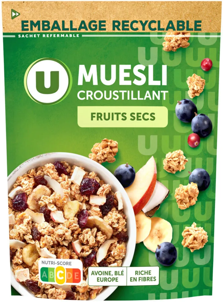 Céréales Muesli croustillant aux fruits secs paquet 500g
