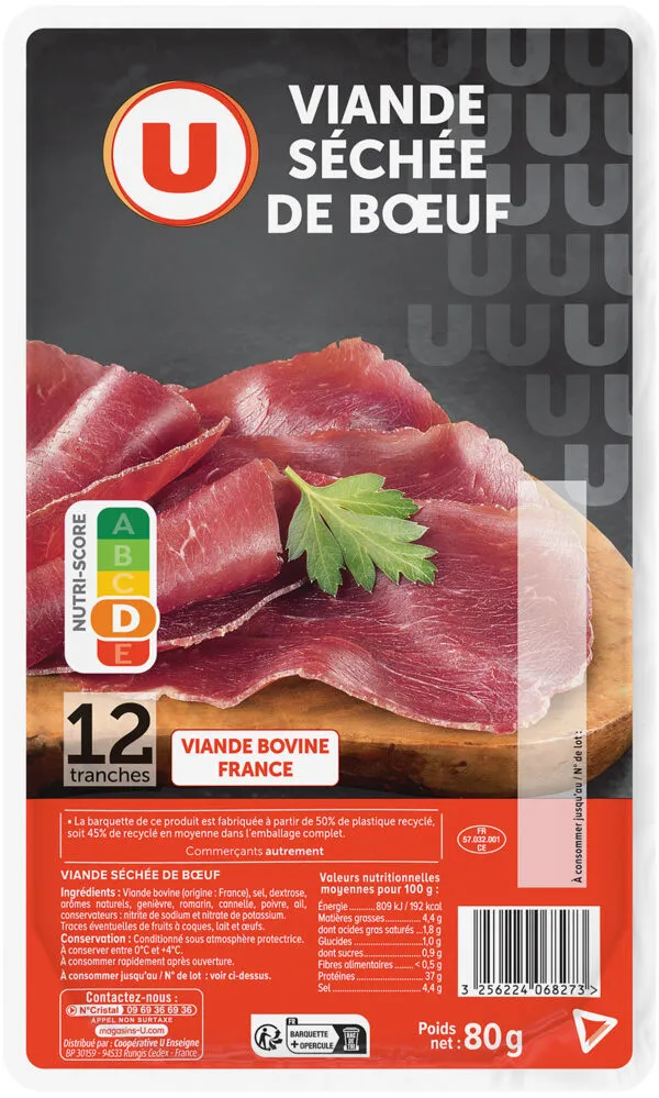 Viande séchée de boeuf - x12 tranches, 80g