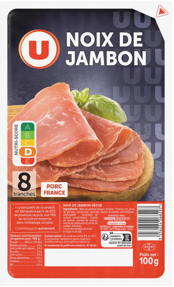 Noix de jambon - x8 tranches, 100g