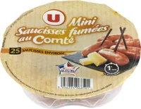 Mini saucisses fumées au comté supérieures cuites Viande de Porc Française