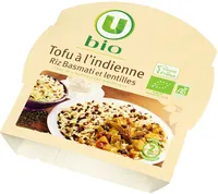 Tofu à l'indienne riz Basmati et lentilles