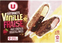Bâtonnets glacés vanille et fraise 10 unités, 370g