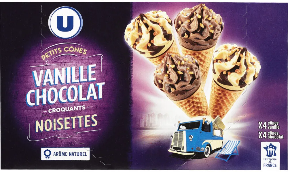 Mini cônes glacés vanille-chocolat x8