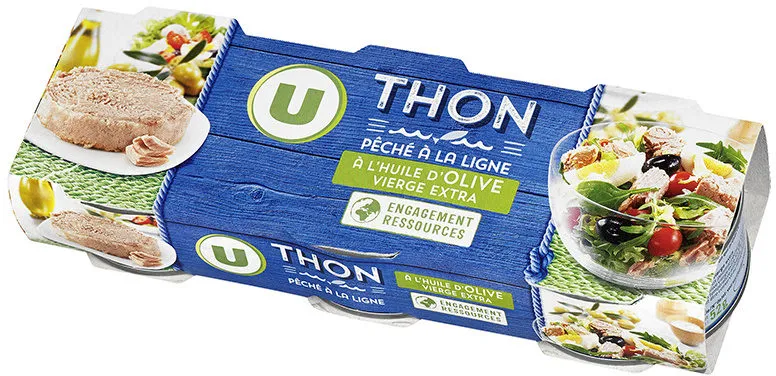 Thon entier à l'huile olive pêché à la ligne