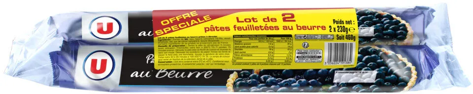 Pâte à tarte feuilletée au beurre étalée