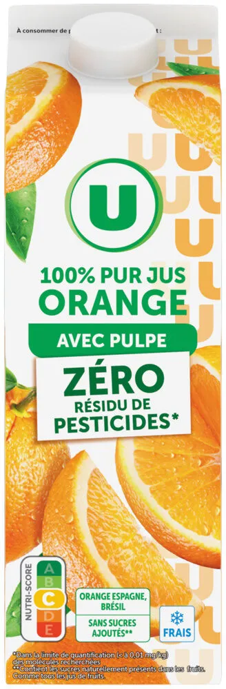 Pur jus d'oranges pressées avec pulpe