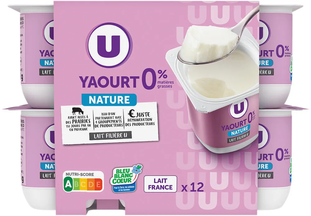Yaourt nature 0%MG, 12x125g