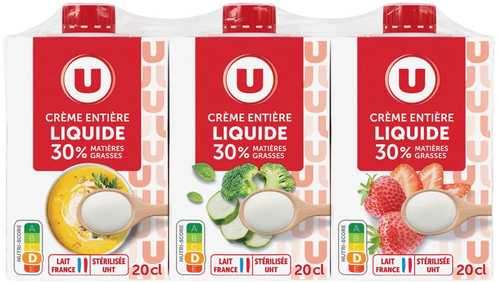 Crème entière liquide UHT 30% MG