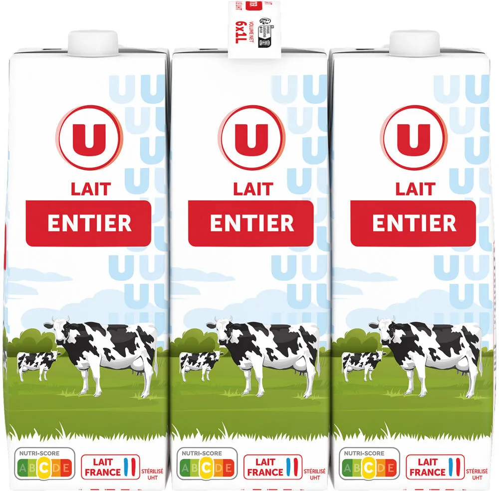 Lait UHT entier - 6 briques de 1L