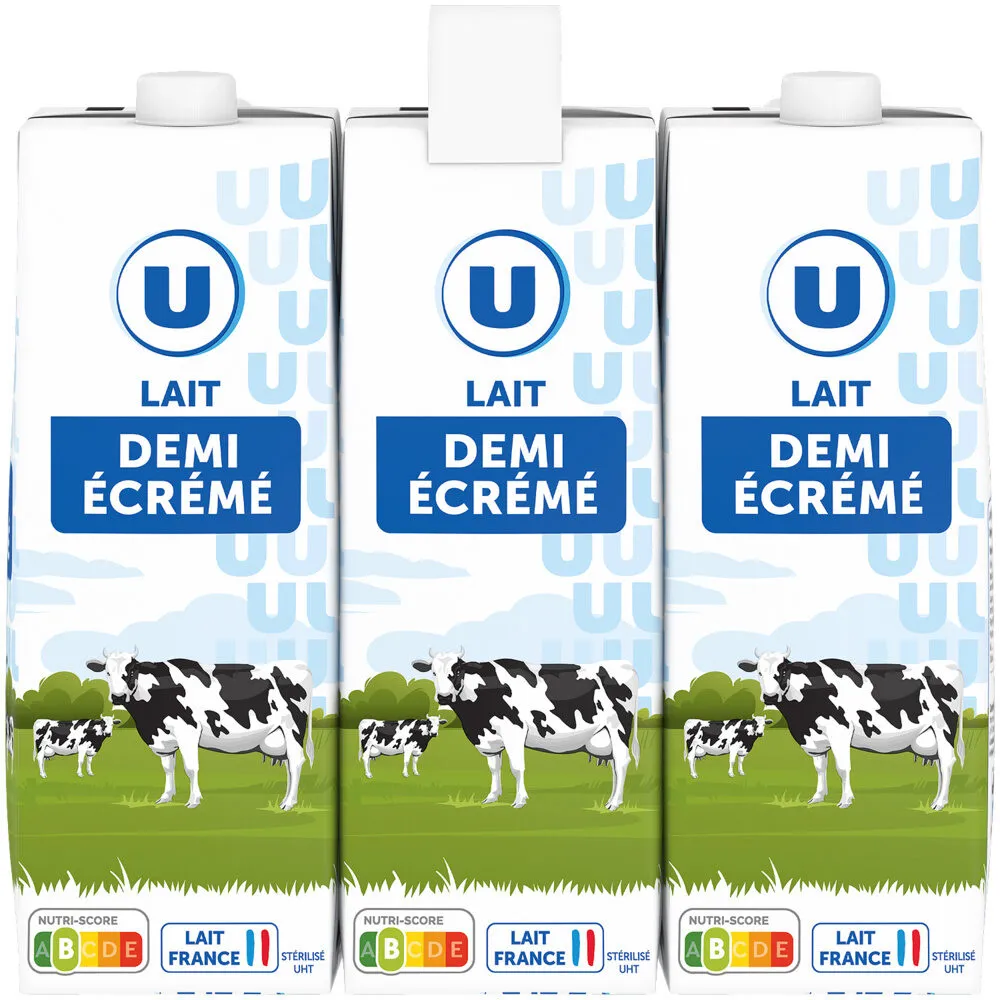 Lait UHT demi écrémé - 6 briques de 1L