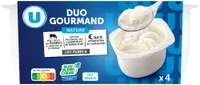 Fromage blanc frais au lait pasteurisé mousse Duo Gourmand, 4x100g, 10,4%MG