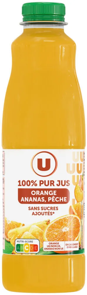 Pur jus orange et Fruits ananas pêche bouteille de 1l