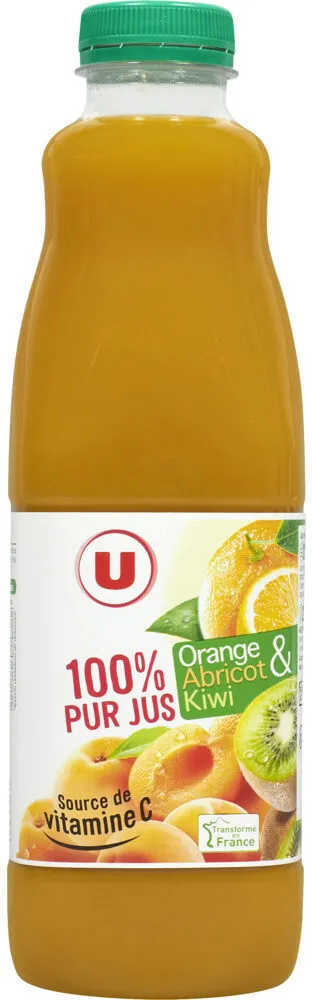 Pur jus orange et Fruits orange abricot kiwi