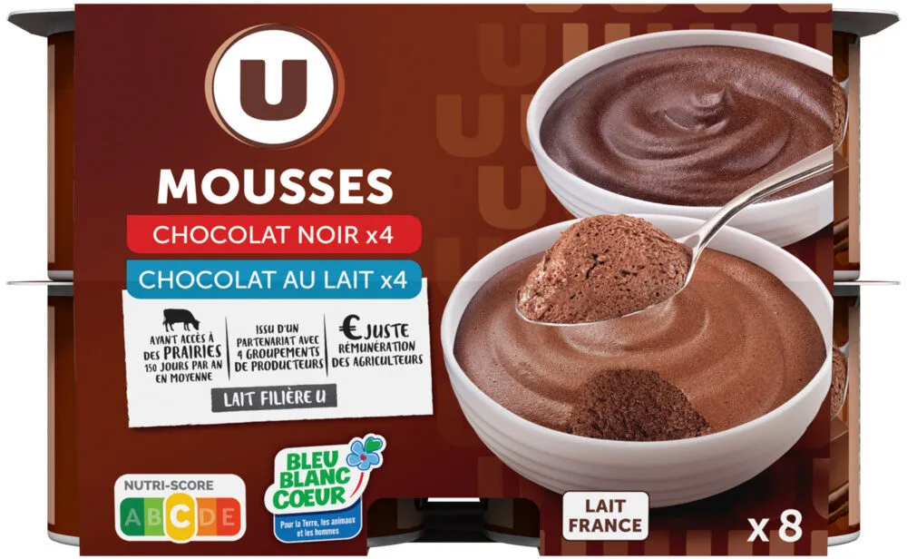 Mousse chocolat au lait et chocolat noir panachée 8x60g