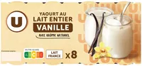 Yaourt au lait entier à la vanille pot en verre 8x125g