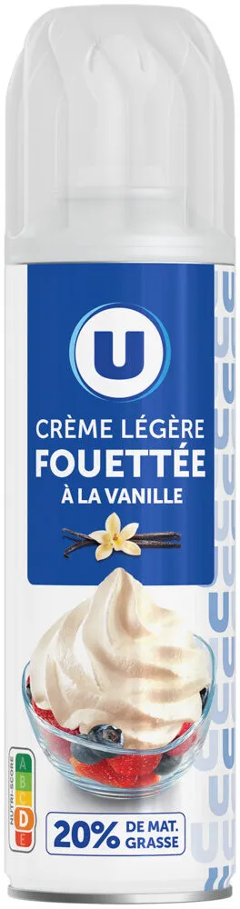 Crème UHT légère fouettée à la vanille sous pression 20%mg - 250g
