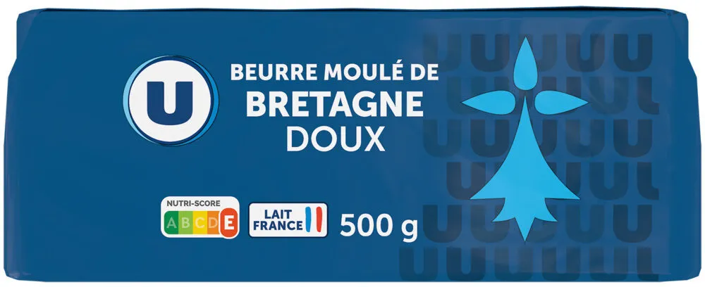 Beurre moulé de Bretagne doux 82%MG, plaquette de 500g