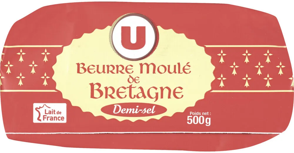 Beurre moulé demi-sel 80%MG, plaquette de 500g