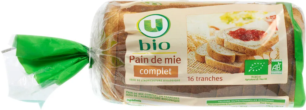 Pain de mie complet issu de l'agriculture