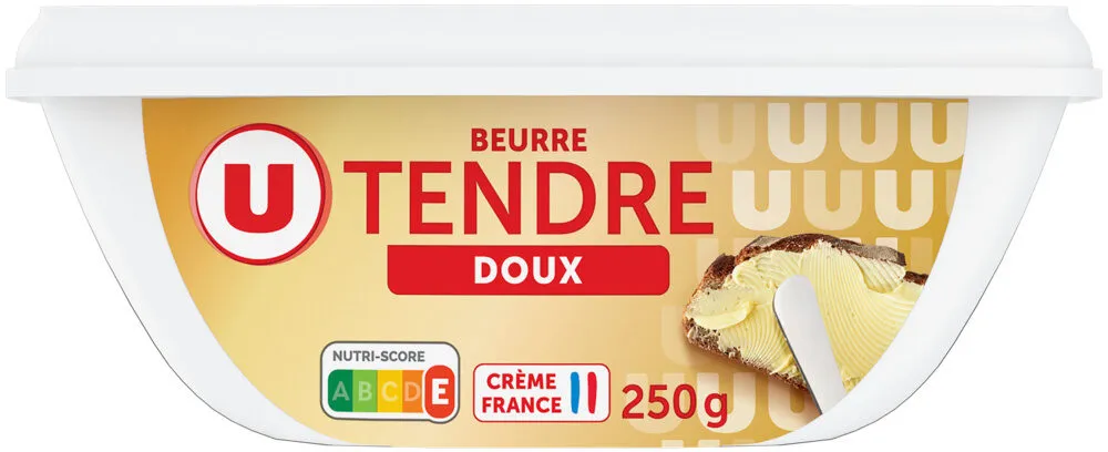 Beurre tendre à tartiner doux 82% de matière grasse barquette de 250g