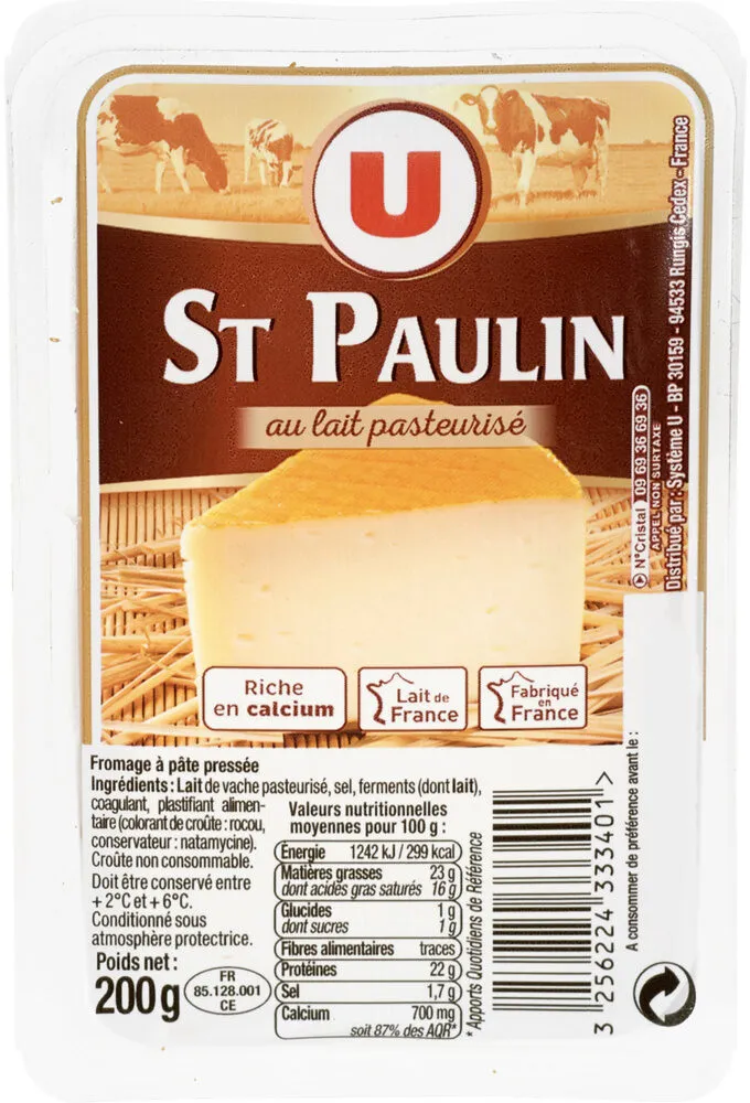 St Paulin au lait pasteurisé 23%MG