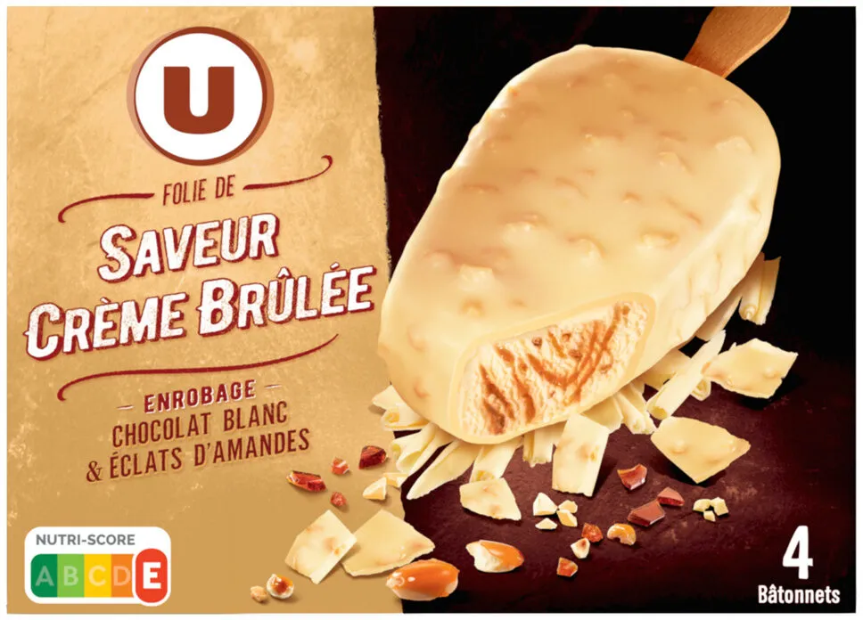 Bâtonnets glacés folie crème brûlée - x4 282g