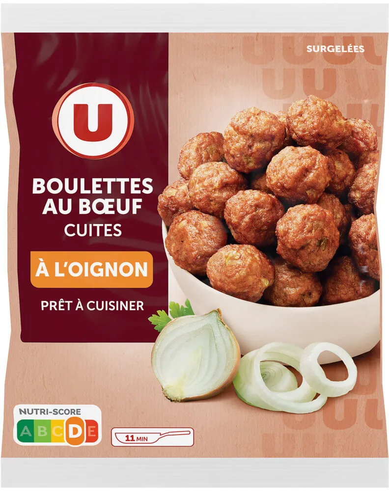 Boulettes de boeuf Viande de Boeuf Française oignons cuites, sachet de300g