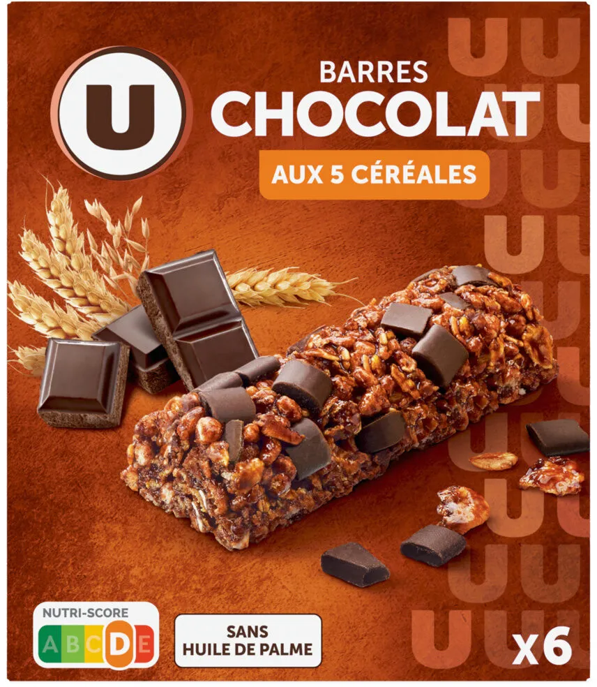 Barres de céréales chocolat noir aux 5 céréales - 126g x6