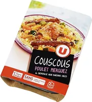 Couscous au poulet et merguez, semoule aux raisins secs