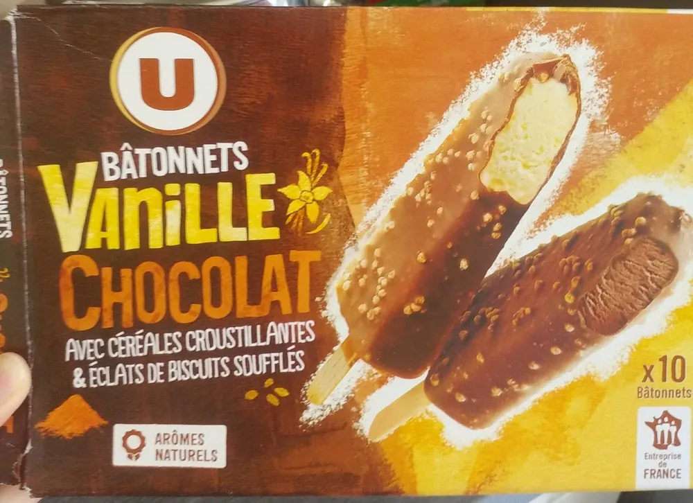 Bâtonnets vanille chocolat avec céréales croustillantes