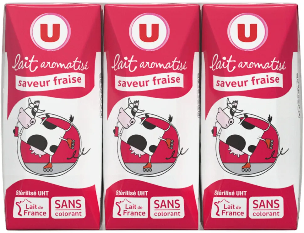 Lait aromatisé fraise, 6 briquettes de 20cl