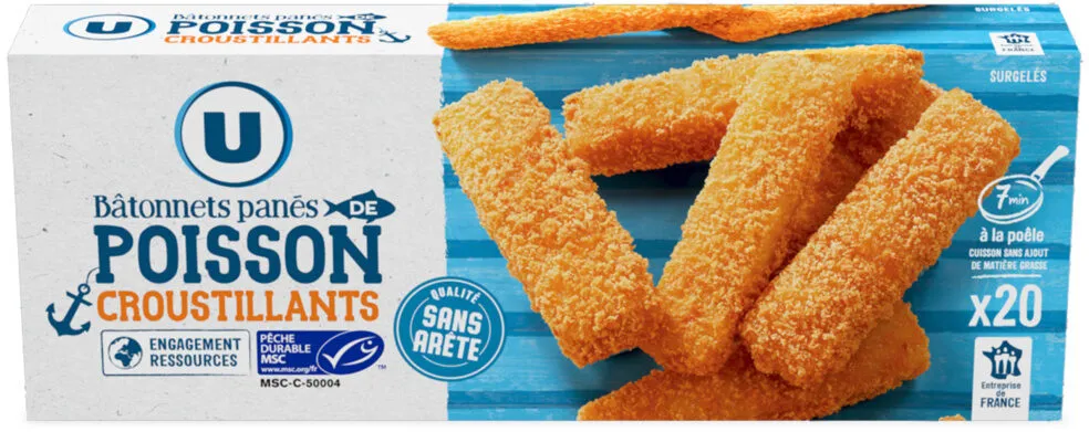 Bâtonnets de poisson blanc croustillant 20 unités, 600g