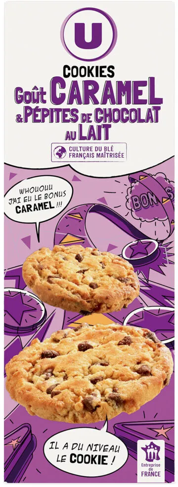 Cookies goût caramel pépites de chocolat au lait paquet de 200g