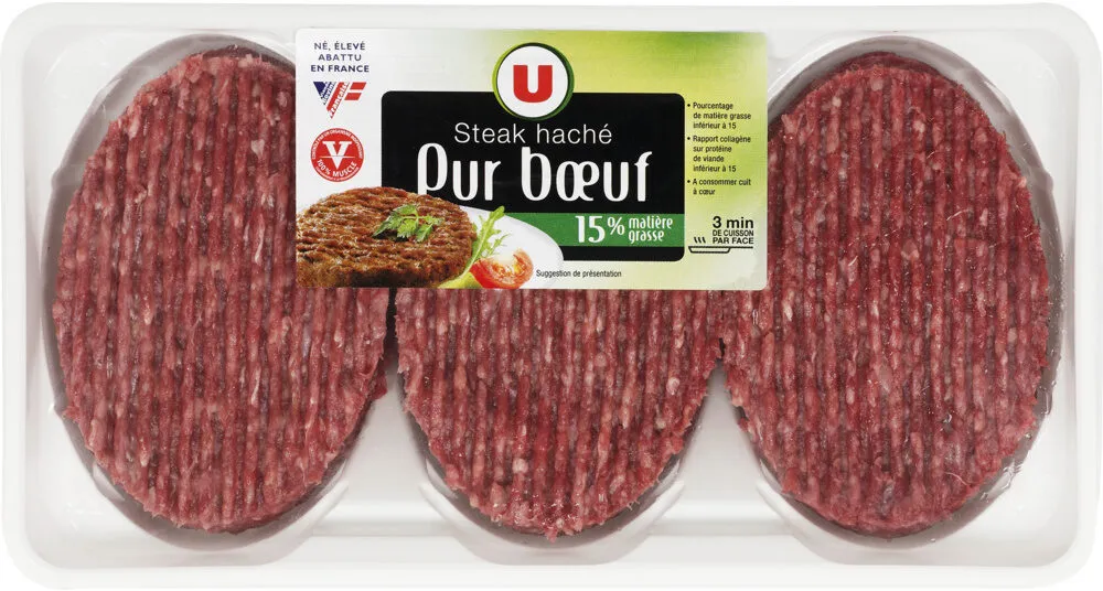 Steak haché, 15% Matière Grasse, France, VBF, 6 pièces - 600g