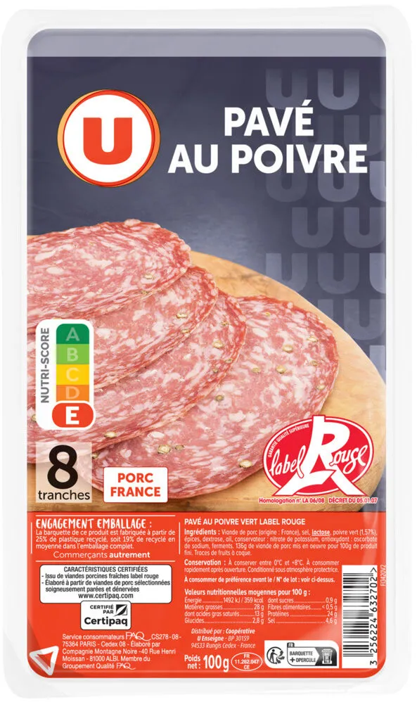 Pavé au poivre Label Rouge - x8 tranches, 100g