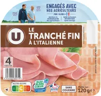 Jambon Supérieur sans couenne Tranché fin à l'italienne - x4 tranches,120g