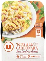 Tortis à la carbonnara aux lardons fumés