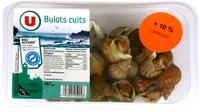 Bulots cuits, Buccinum datum, pêchés en Atlantique Nord-Est, barquette de 400g + 10% offerts