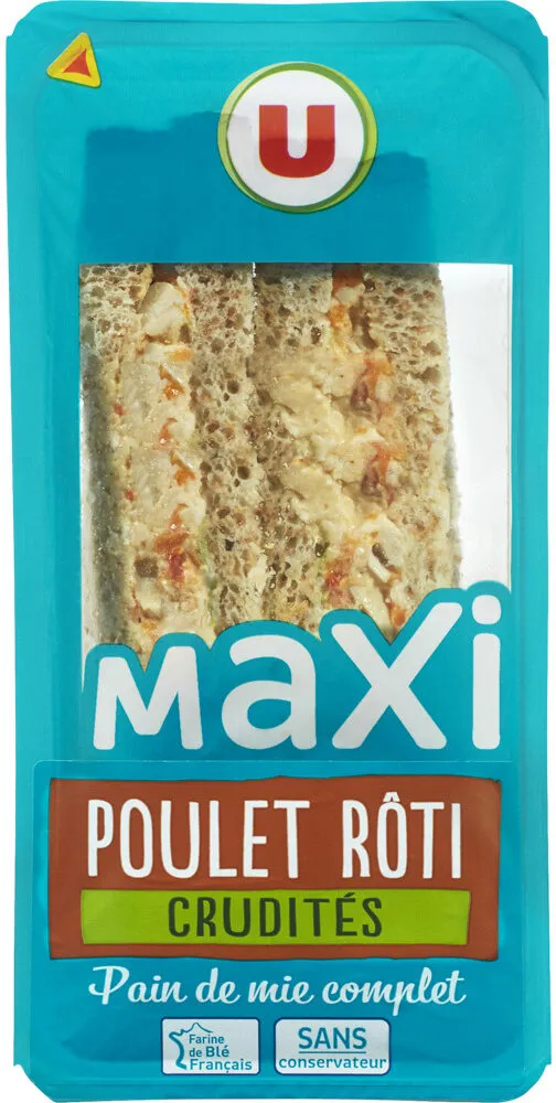 Sandwich maxi poulet rôti et crudités 230g