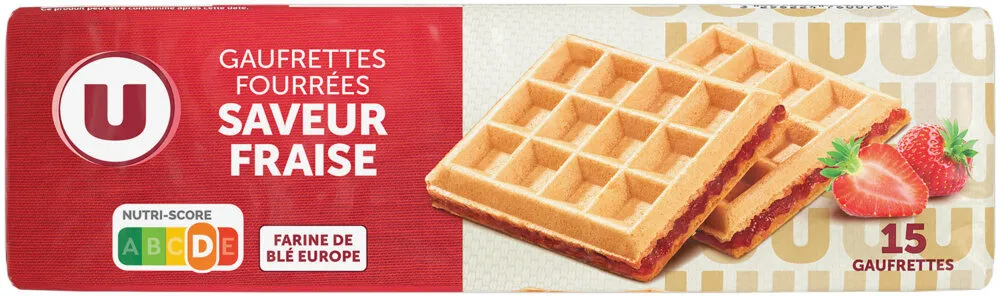 Gaufrettes fourrées saveur fraise paquet de 110g