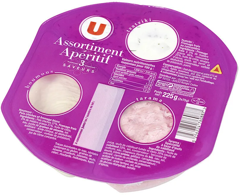Assiette tartinable 3 saveurs houmous tarama tzatziki