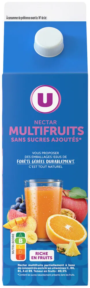 Nectar multifruits sans sucres ajoutés brique 2L