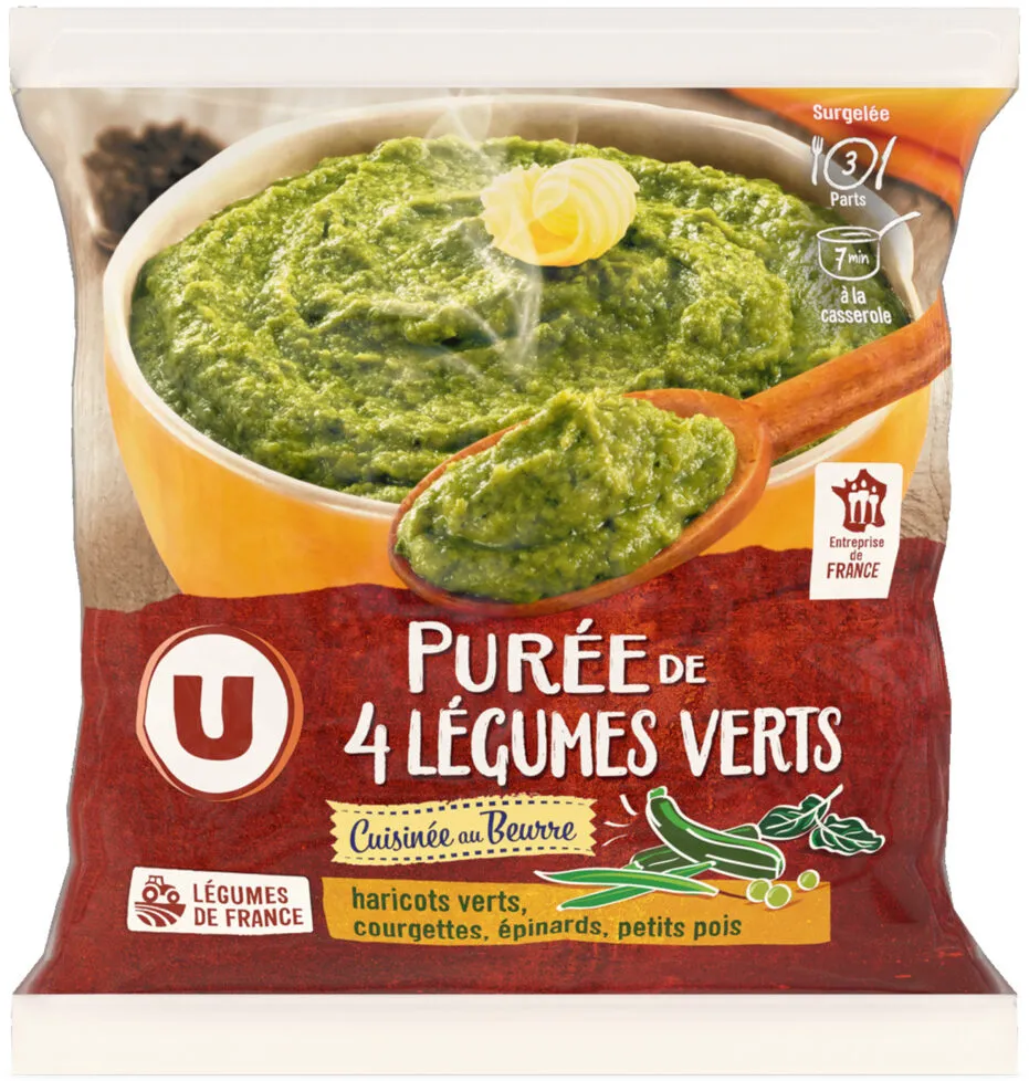 Purée 4 légumes verts cuisinée au beurre sachet 750g