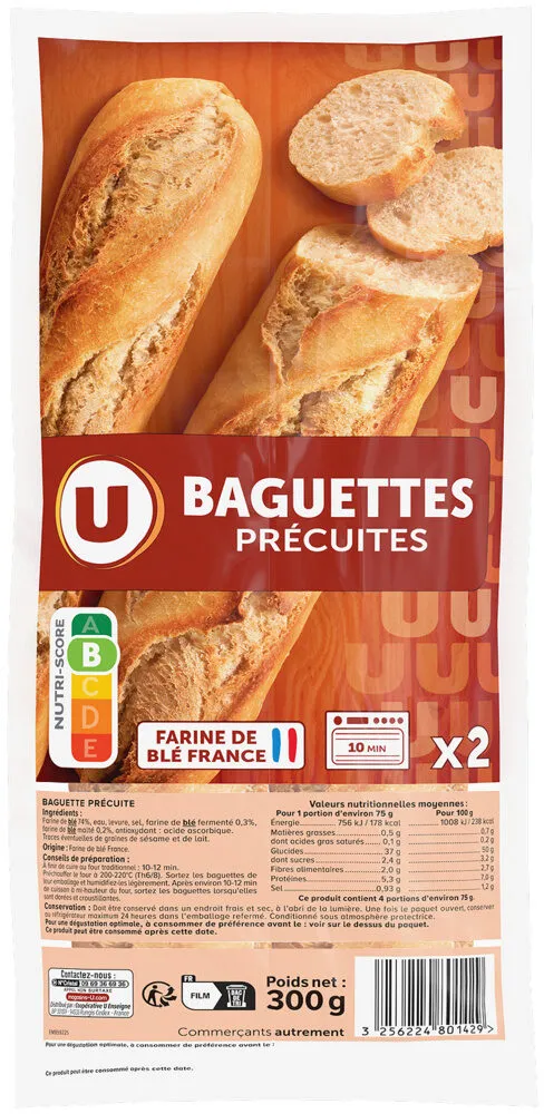 Baguettes précuites longue conservation 2x150g