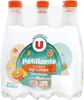 Boisson gazeuse à base d'eau minérale naturelle saveur agrumes