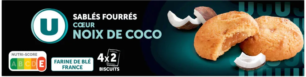 Biscuits sablés pur beurre fourré à la noix de coco paquet de 100g