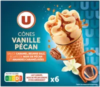 Cônes glacés vanille pécan, x6 , 408g